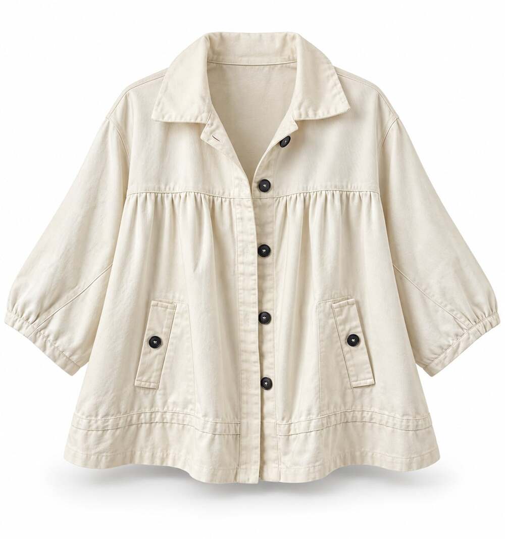 Maeve Babydoll Jacket Size XL White Cotton Swing Button Down Shacket